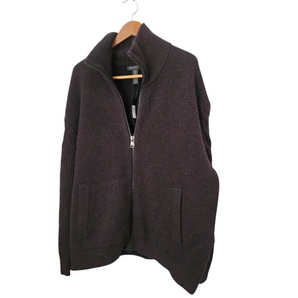 NEW! Mens Cable Knit Italian Wool XL Banana Republic Cardigan Sweater Reg. $225 - Picture 1 of 5